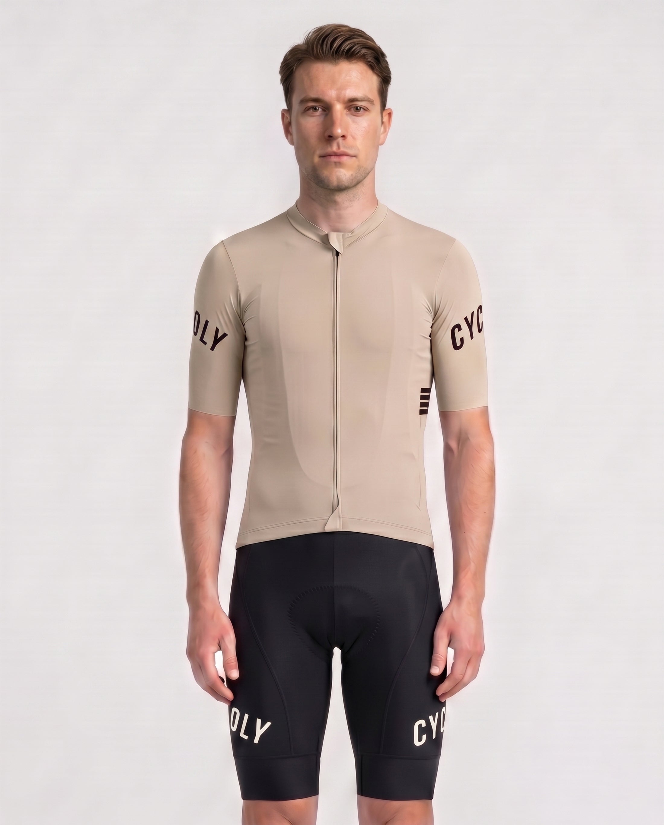 CYCOLY Men's Short Sleeve Cycling Jersey - Ivory