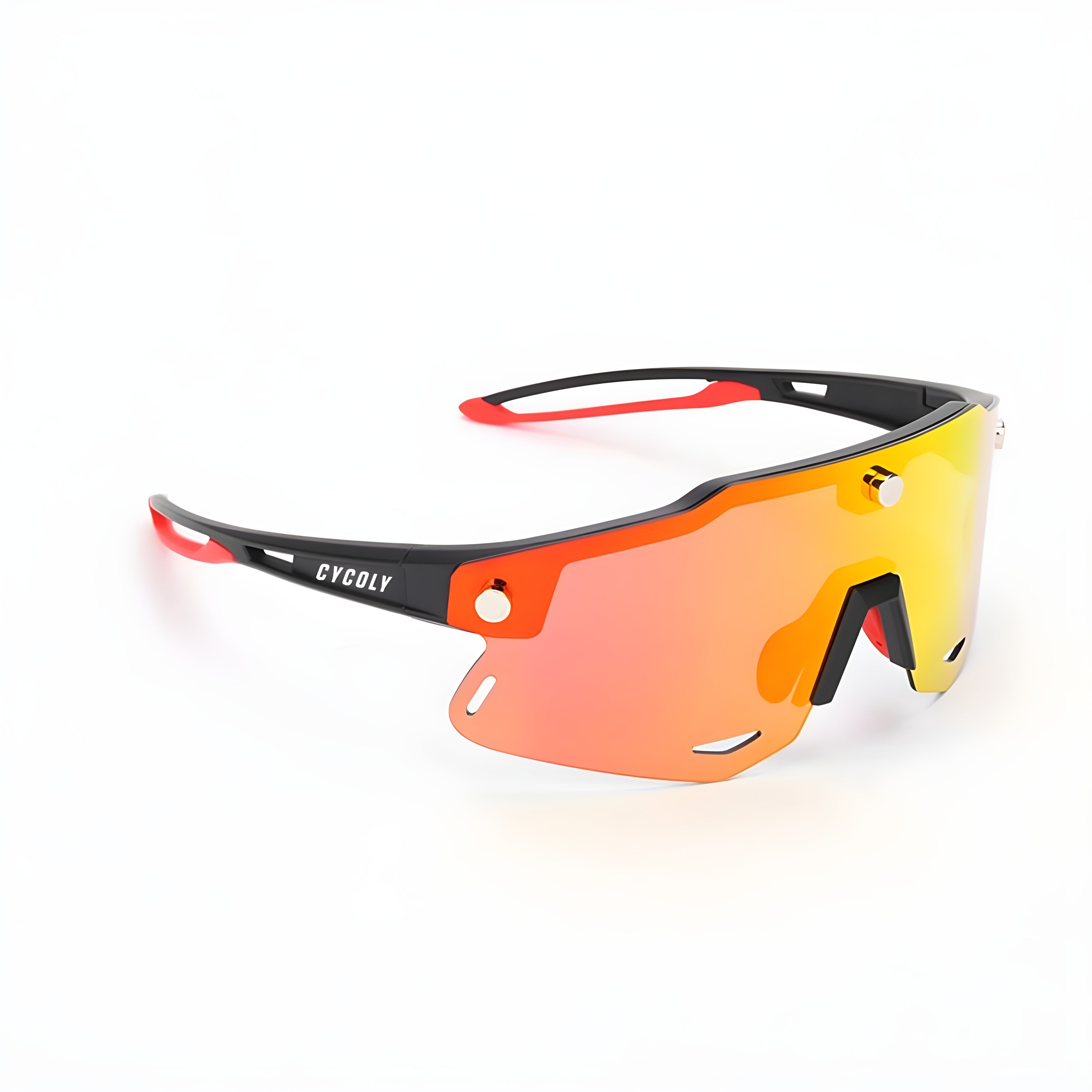 CYCOLY Vented Pro Cycling Sunglasses | Red-Orange Mirror Lens