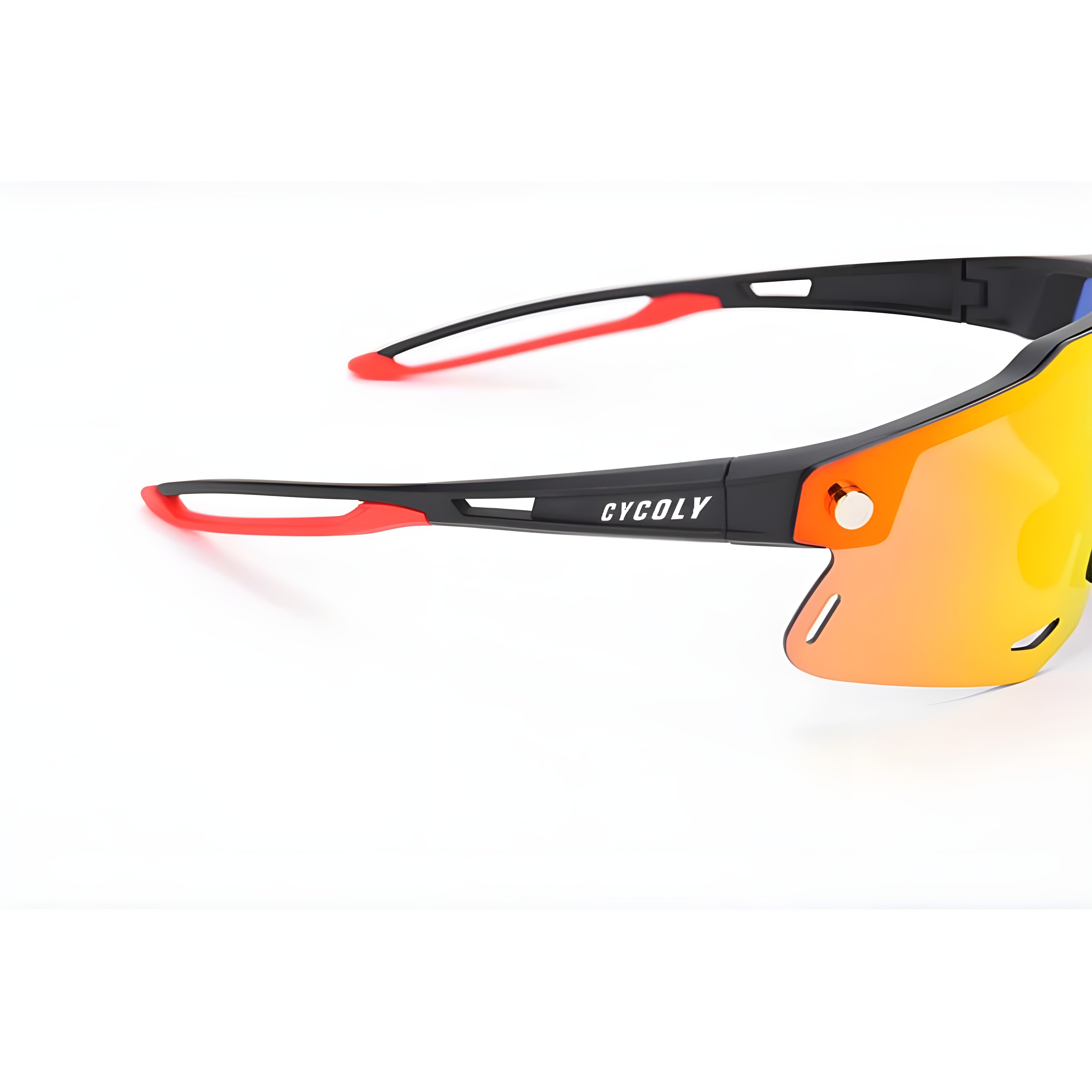 CYCOLY Vented Pro Cycling Sunglasses | Red-Orange Mirror Lens