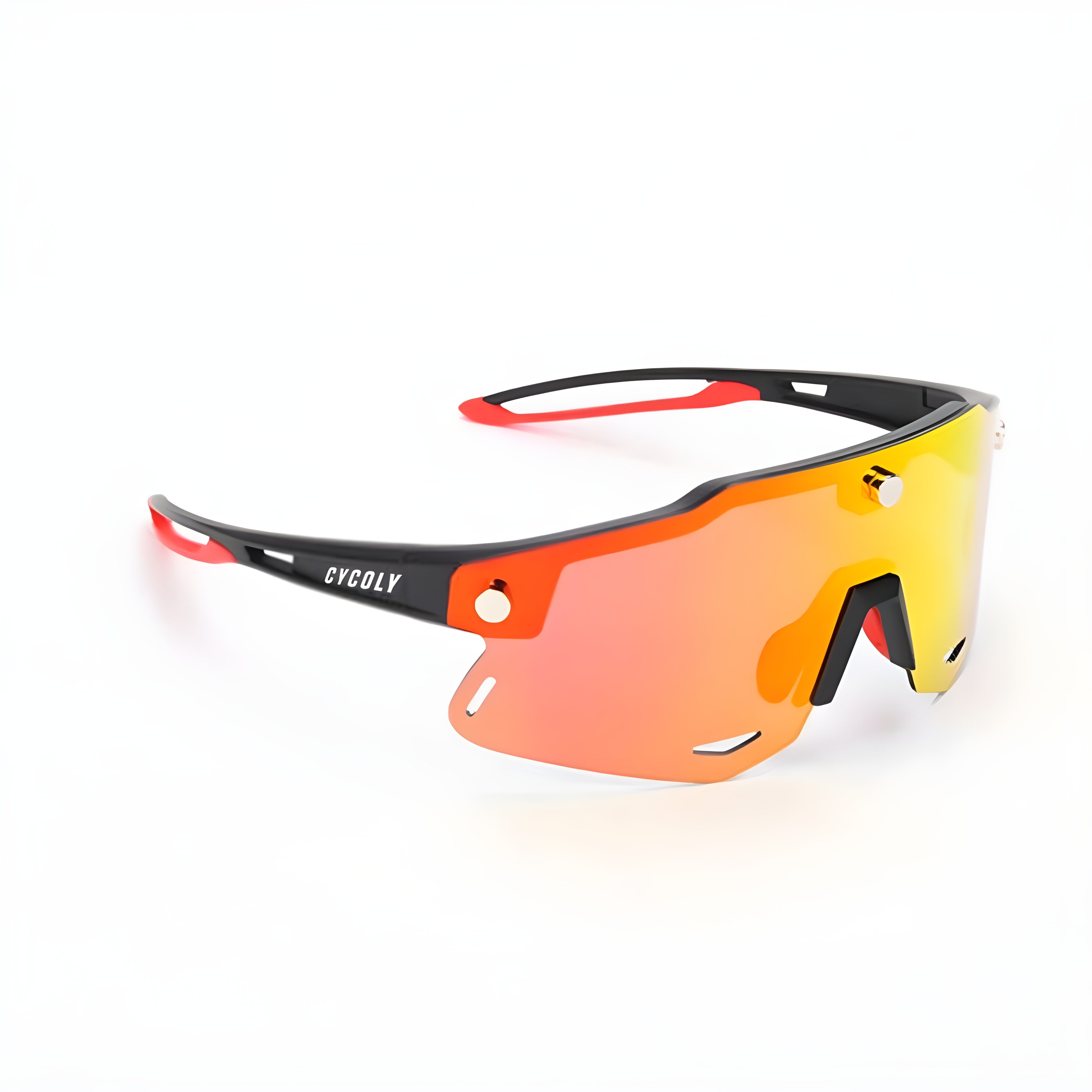 CYCOLY Vented Pro Cycling Sunglasses | Red-Orange Mirror Lens