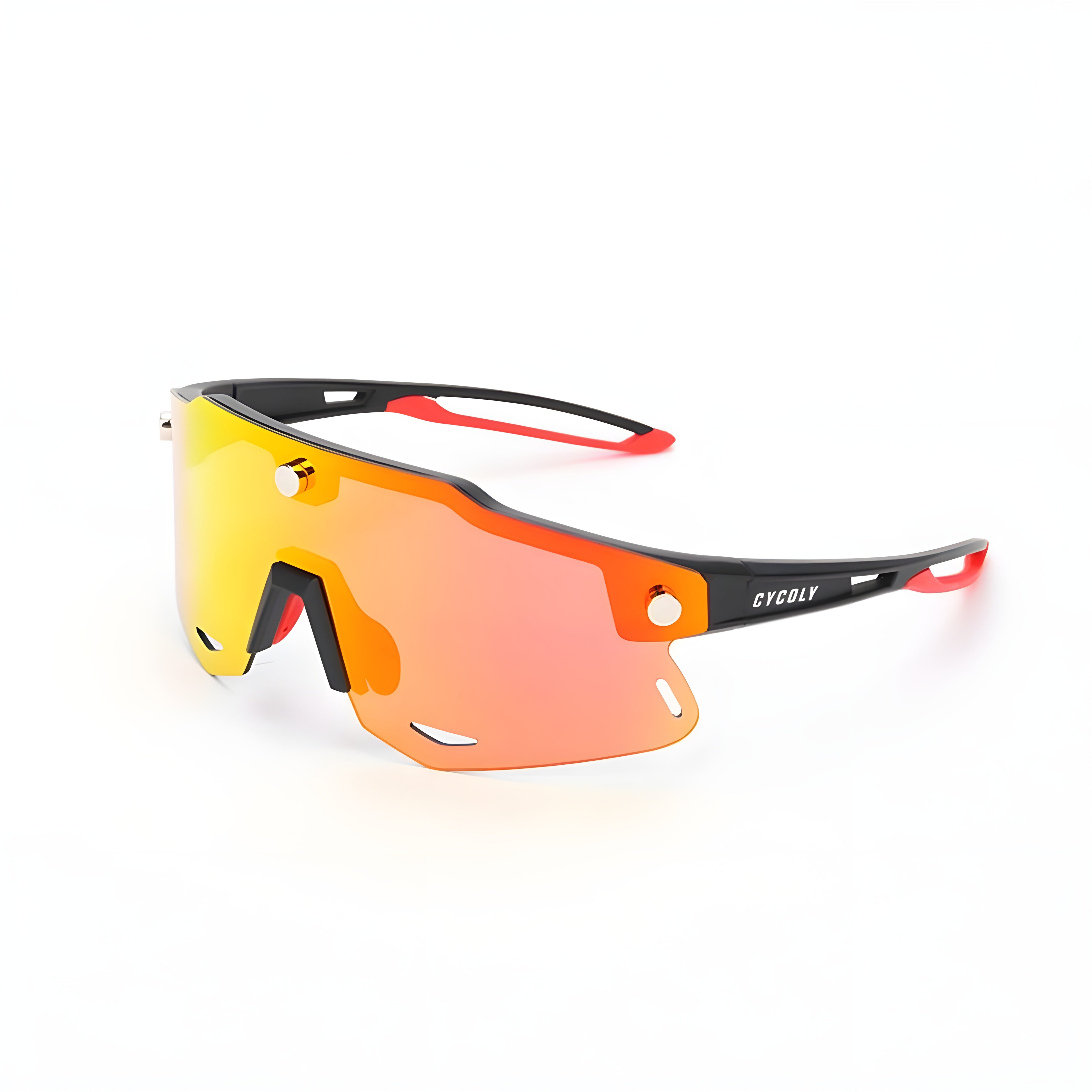 CYCOLY Vented Pro Cycling Sunglasses | Red-Orange Mirror Lens
